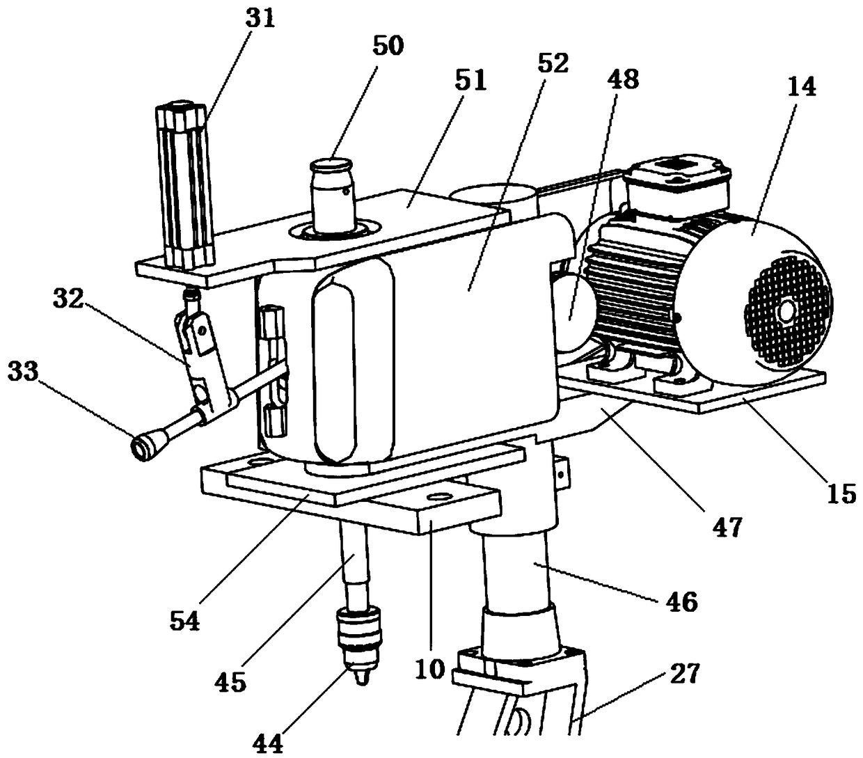 An automatic drilling machine with double turntables and double drill stands