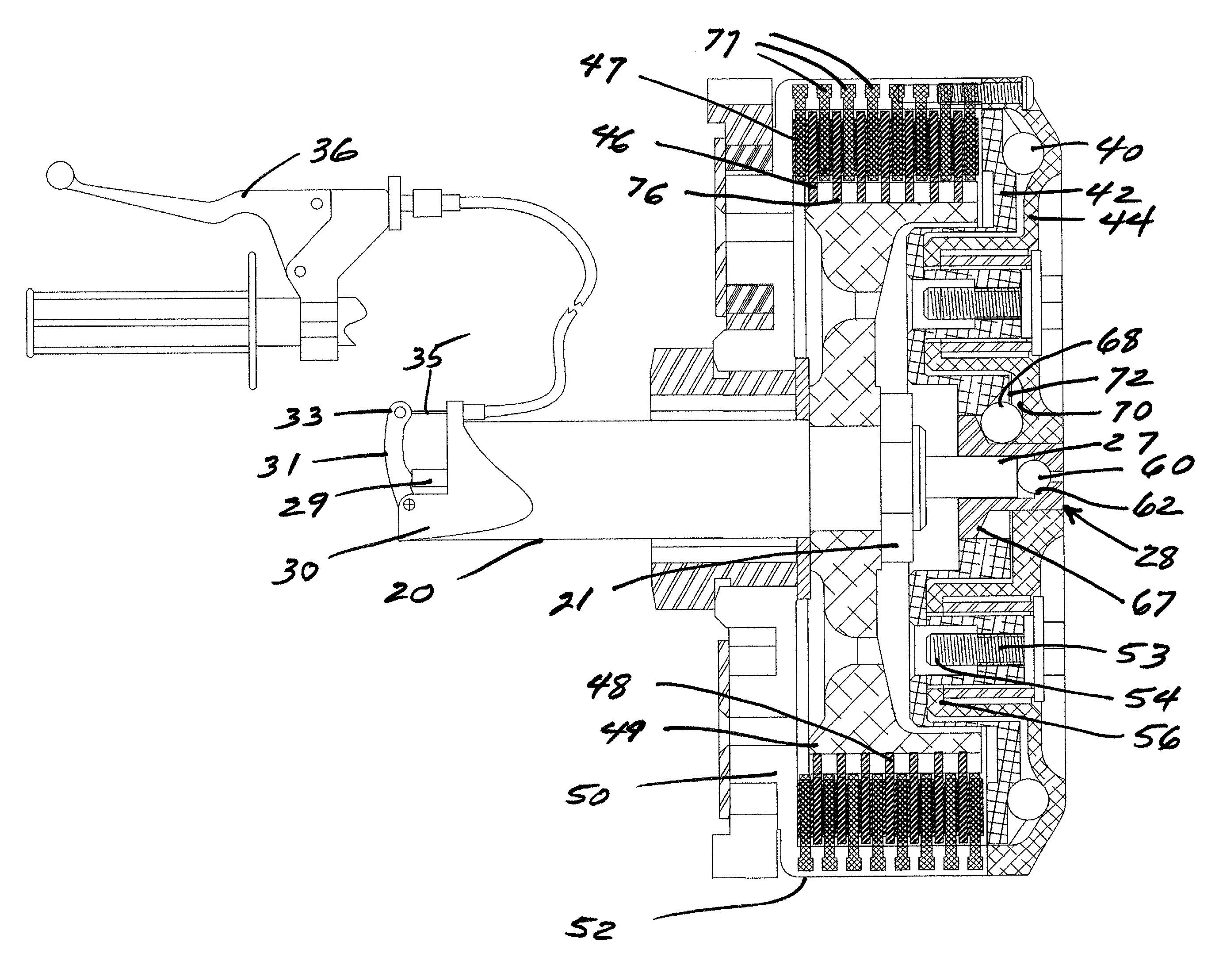 Automatic clutch with manual override control mechanism