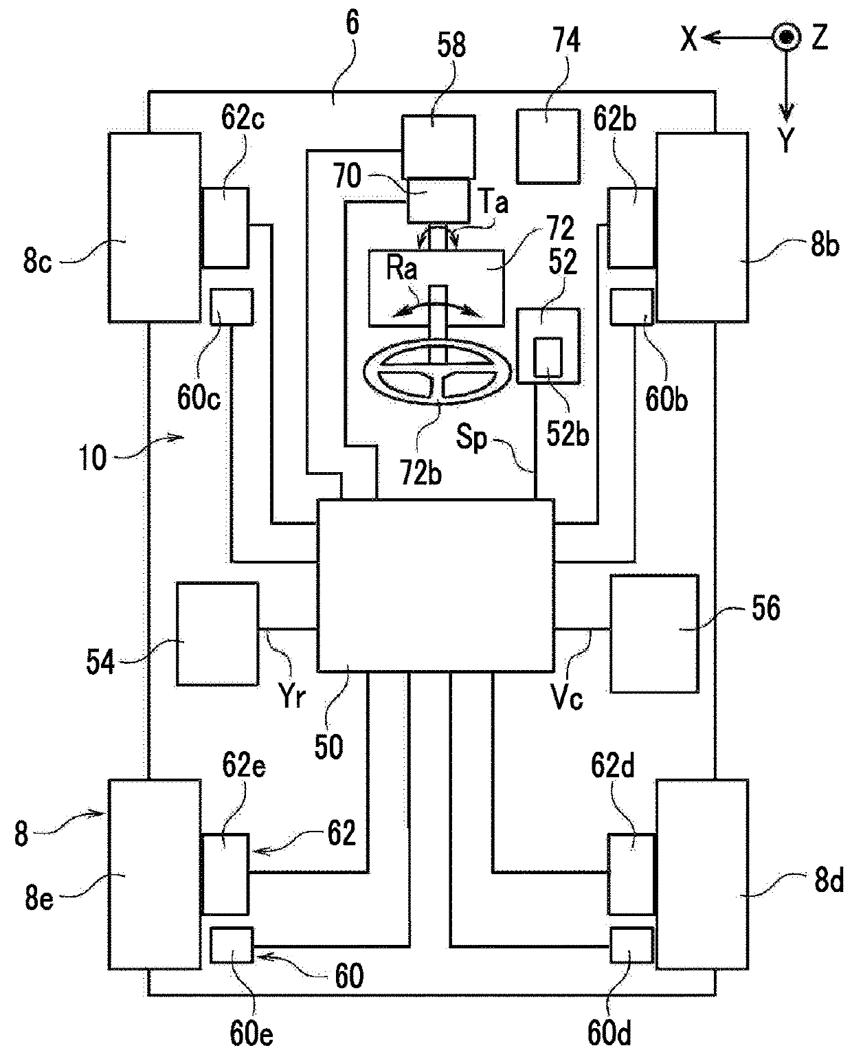 Braking device for vehicle and vehicle including braking device