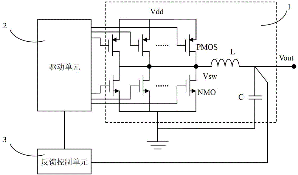 Adaptive sectional driving DC-DC converter