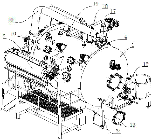 Built-in multifunctional dyeing device with gas-liquid spray dyeing system