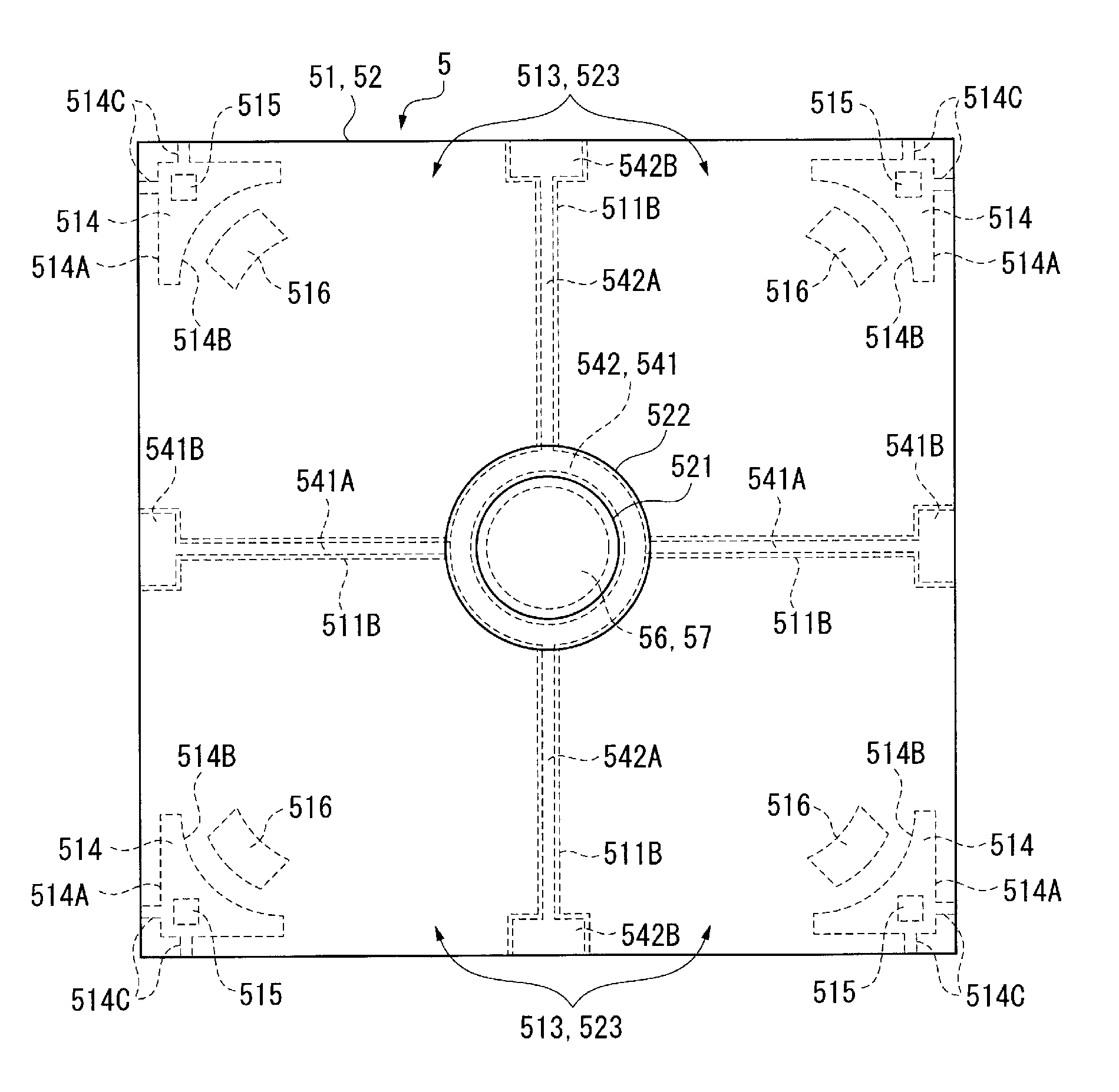 Interference filter having adhesive and warp reduction grooves