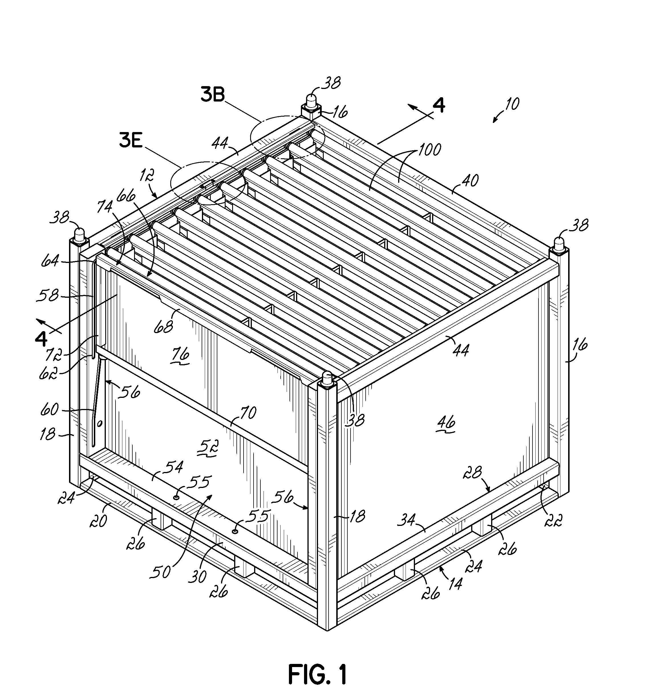 Container Having Door Assembly and Multiple Layers of Tracks