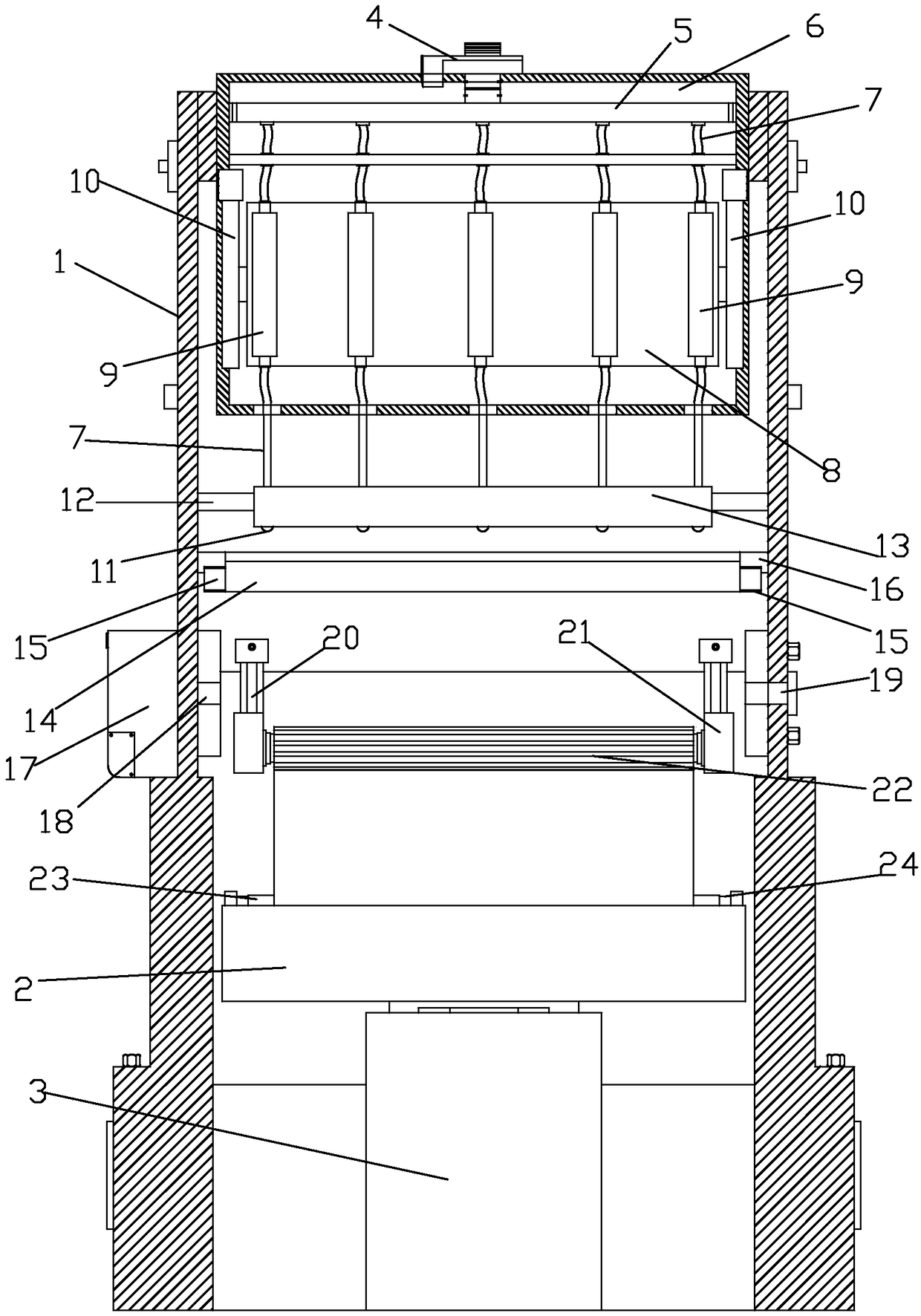 Printing and dyeing device on color printing packaging production assembly line