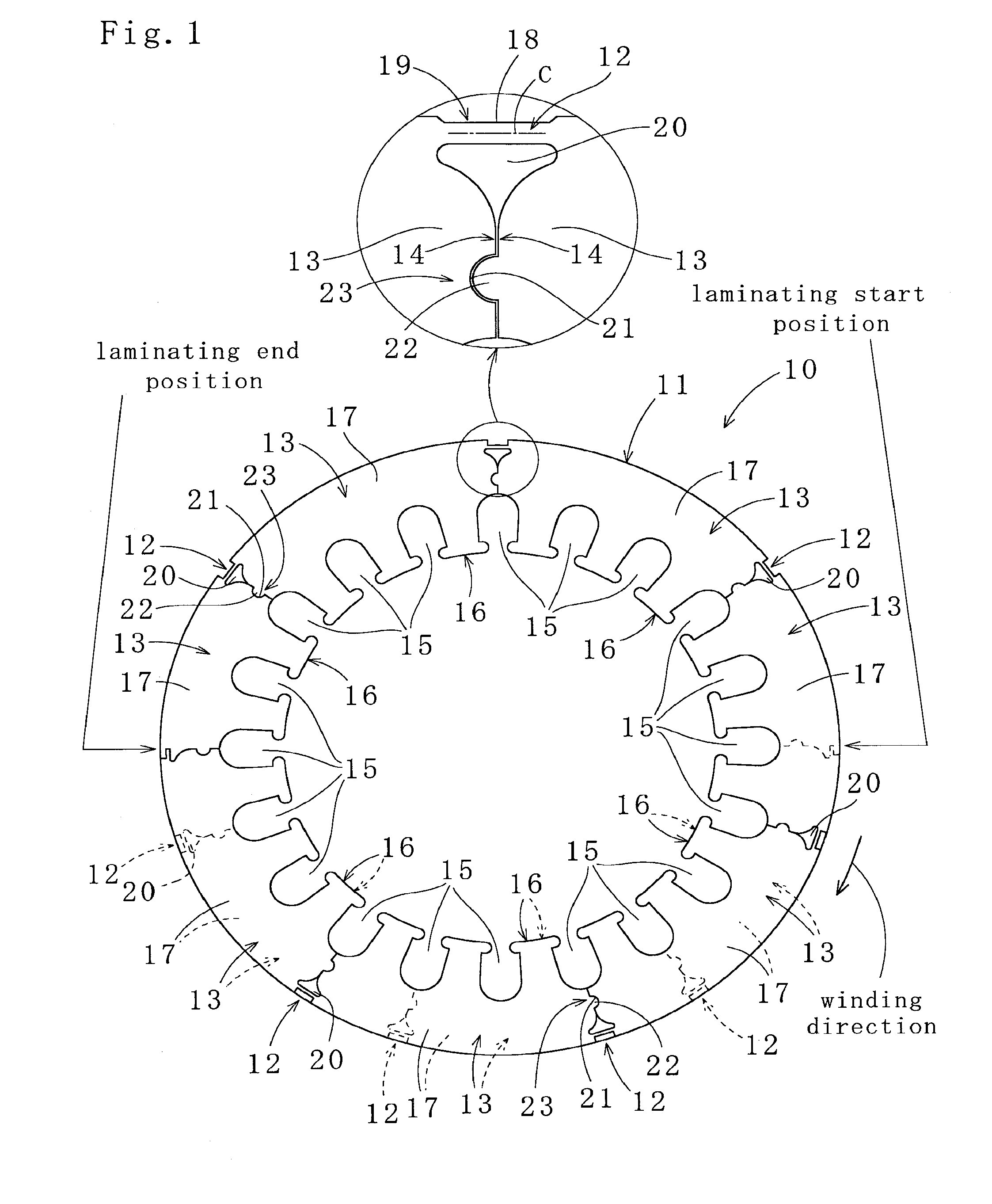 Laminated core and method for manufacturing the same