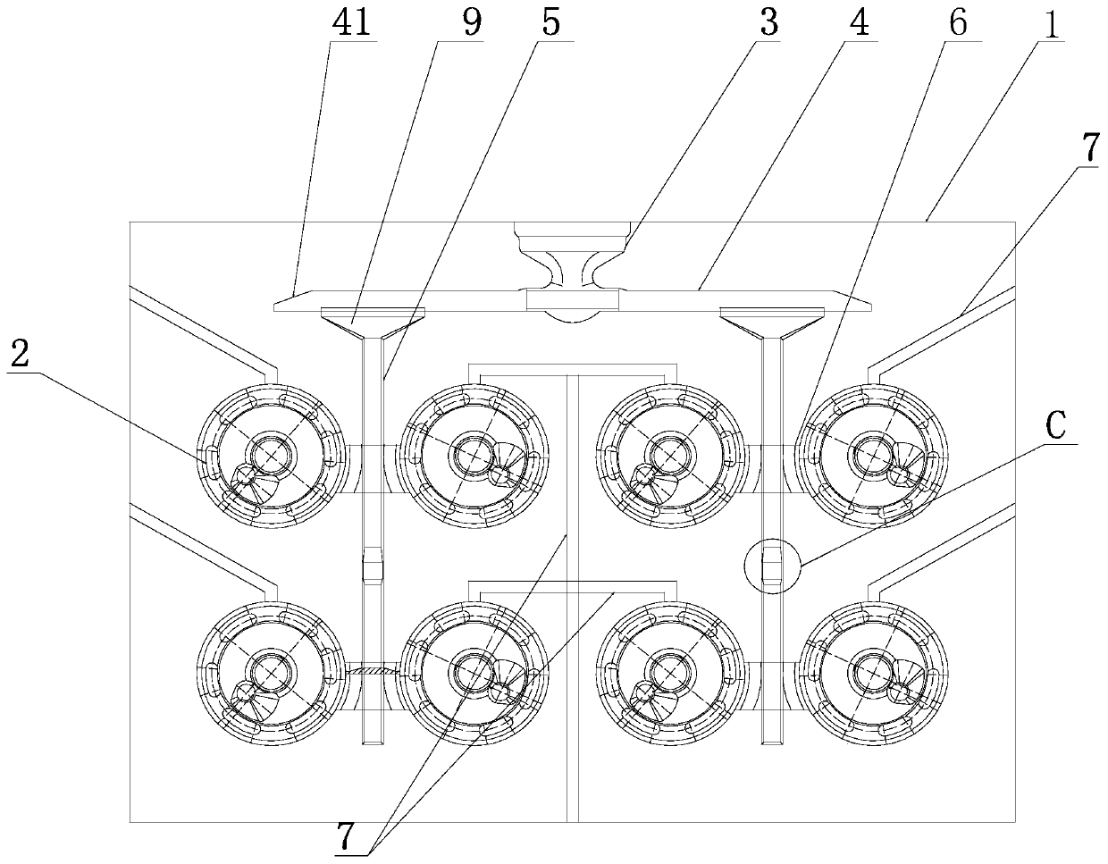 Riser-free gating system for upper flanges used for compressor and production technique of upper flanges