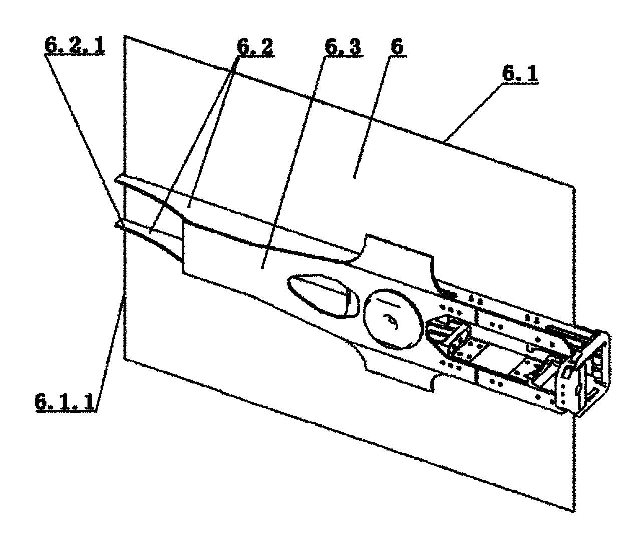 Chassis of railway bathtub open wagon