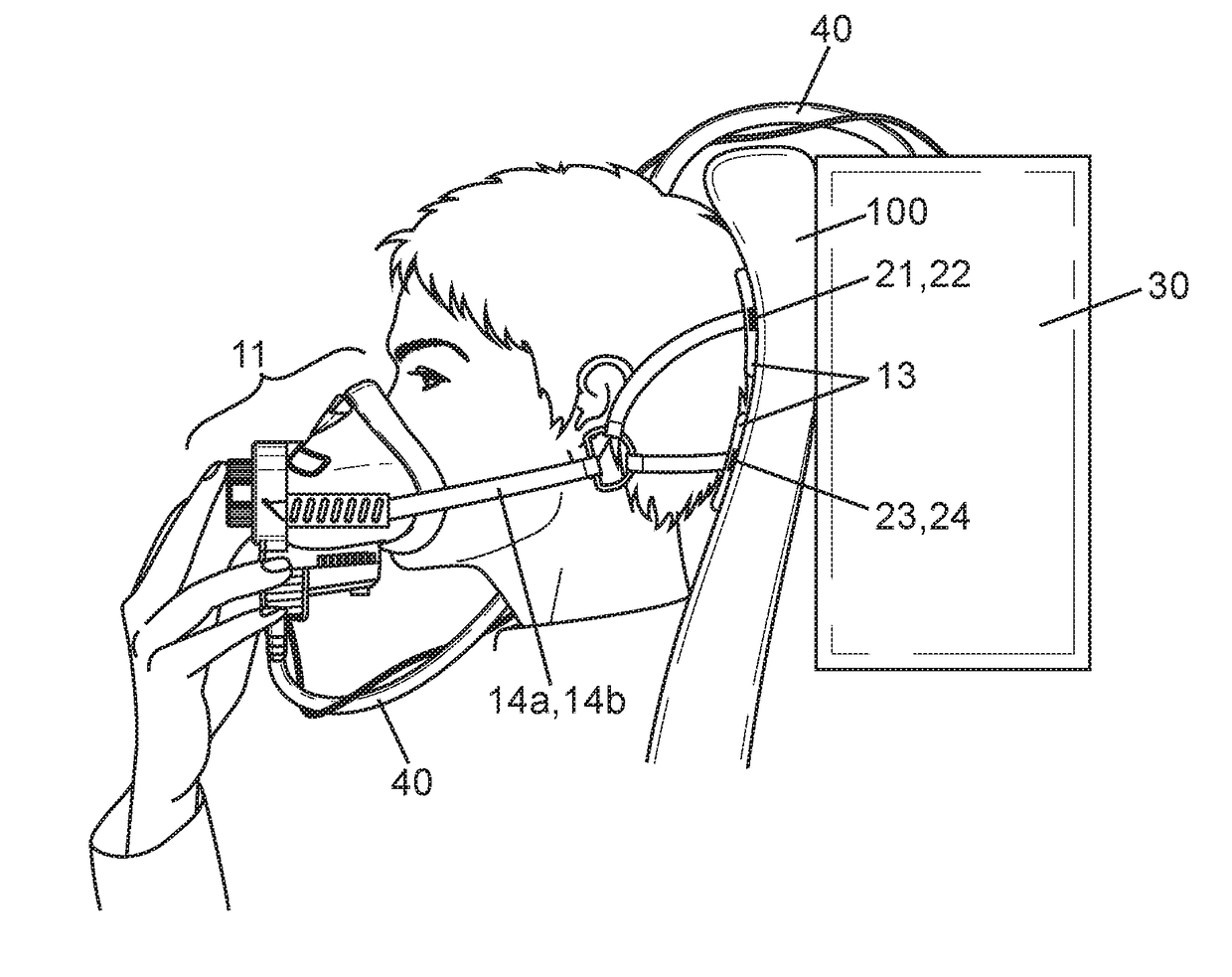 Breathing system and seat for aircraft crew member or passenger