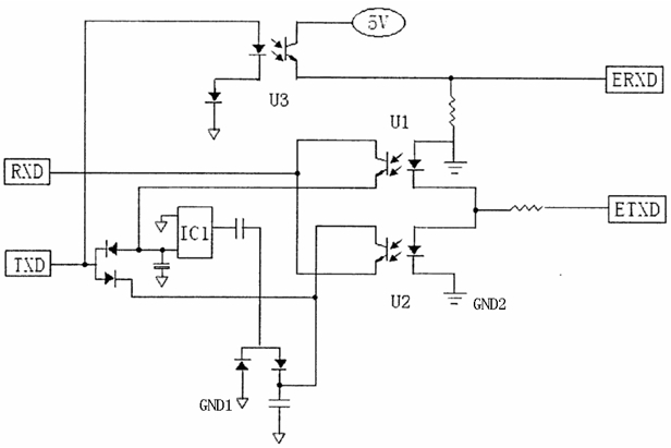 Method for realizing serial port isolation and serial port isolating circuit