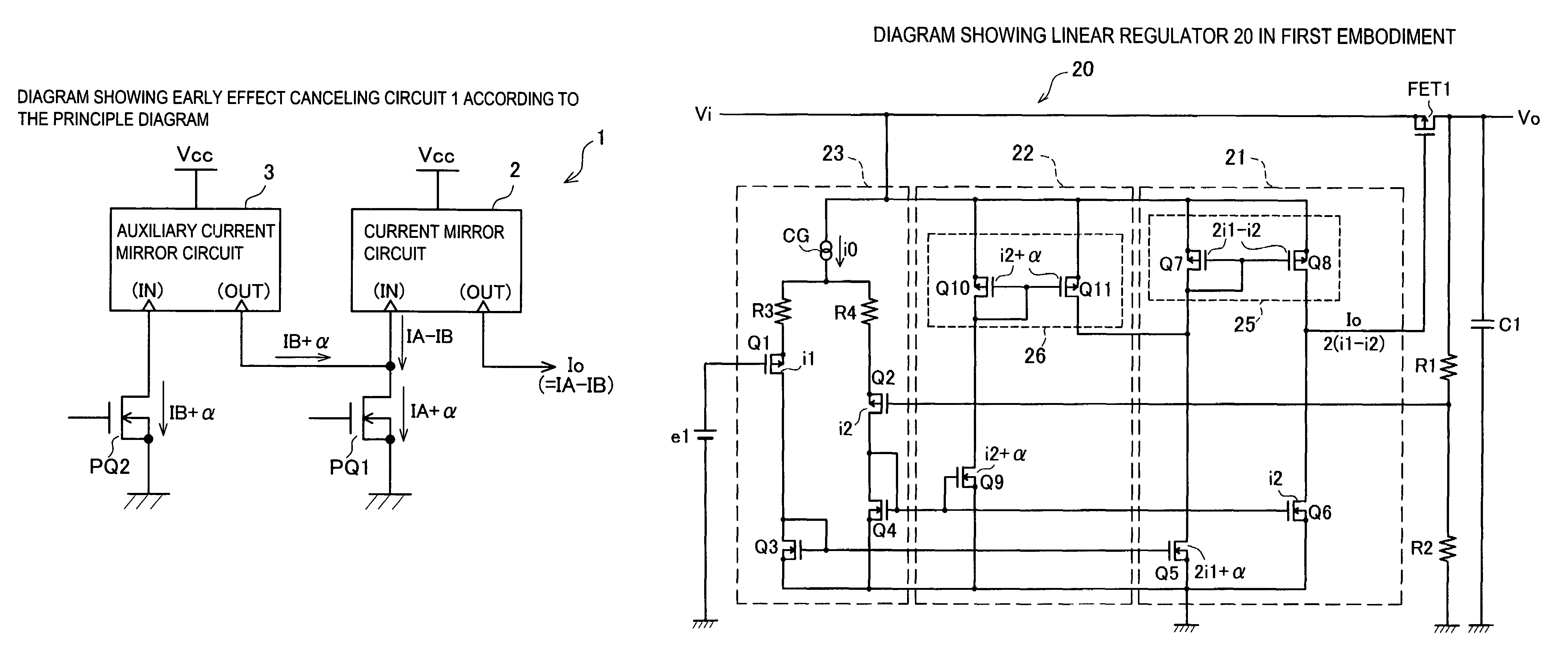 Early effect cancelling circuit, differential amplifier, linear regulator, and early effect canceling method