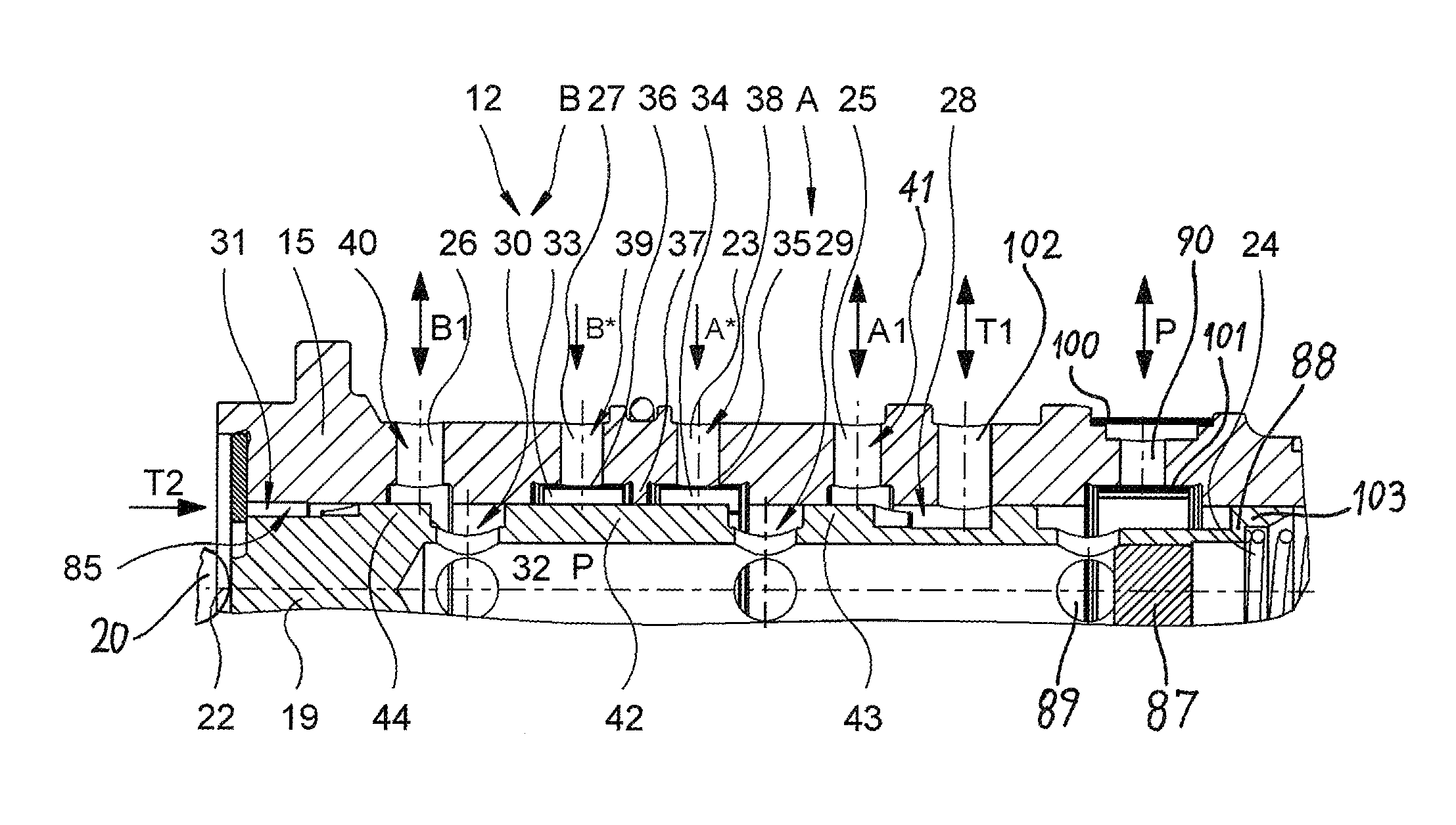 Hydraulic valve for an oscillating motor adjuster