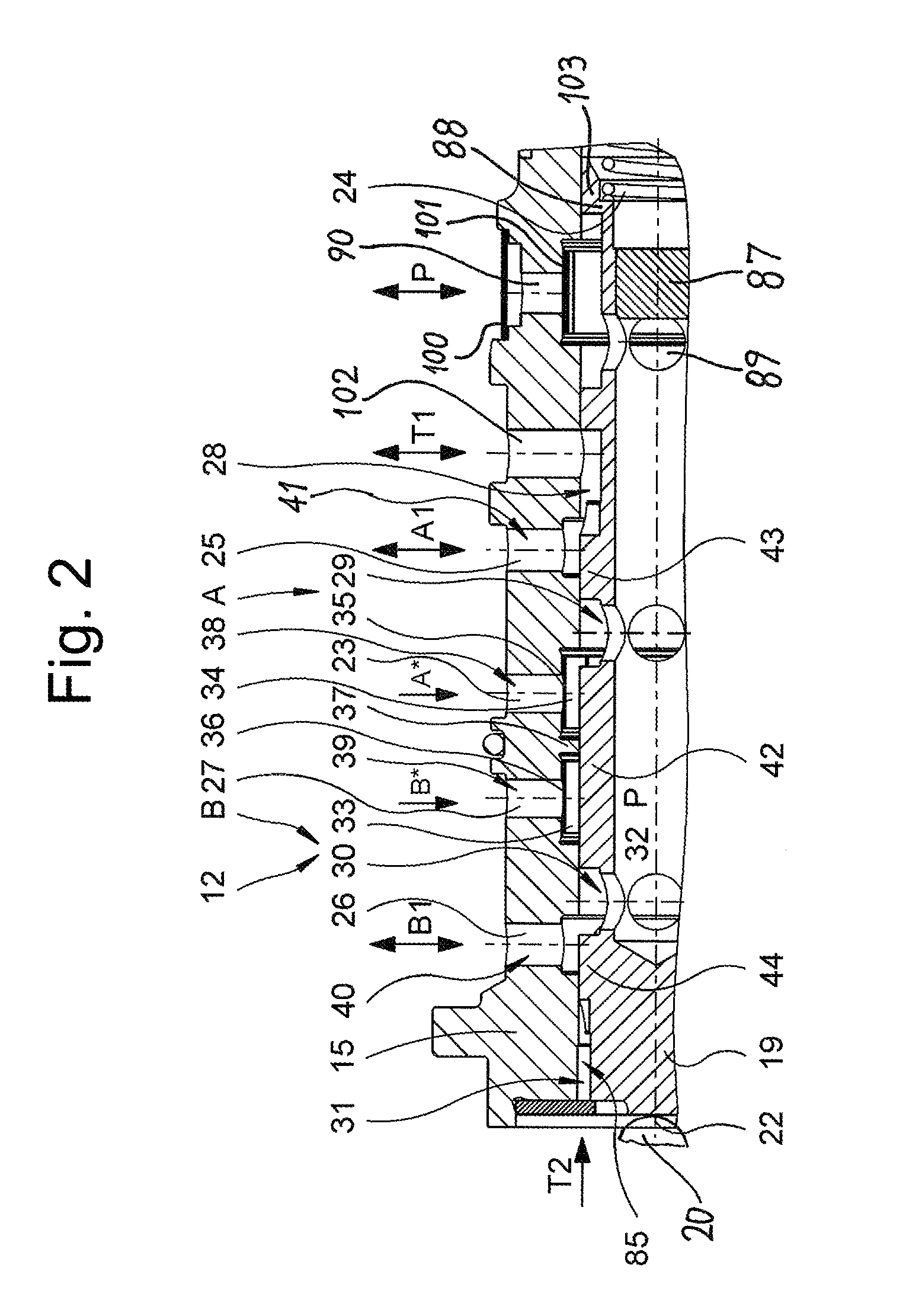 Hydraulic valve for an oscillating motor adjuster