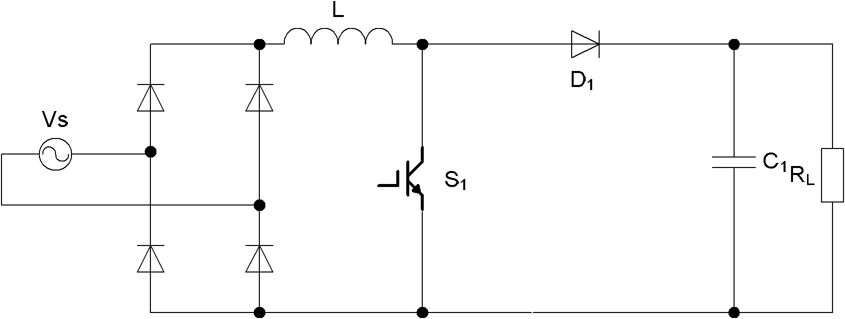 Boost double-voltage power factor correction circuit utilizing reverse blocking IGBT