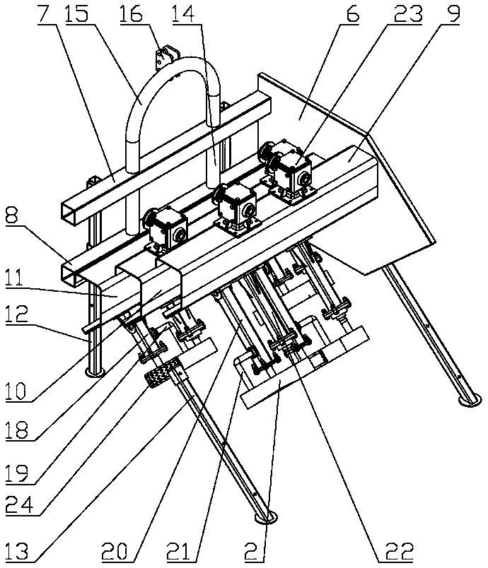 Staggered type stalk drawing machine