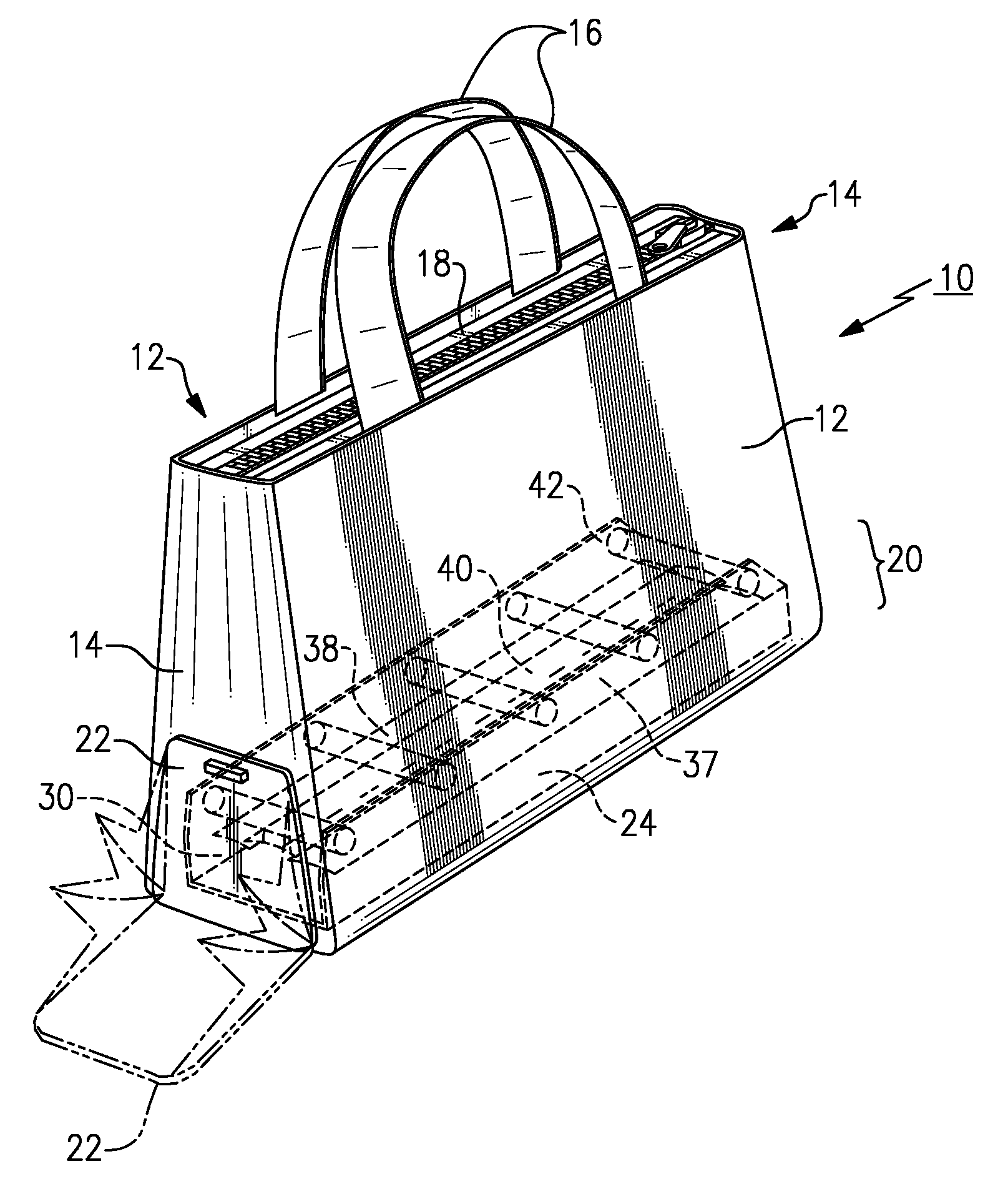 Coin separator tray for purse or handbag