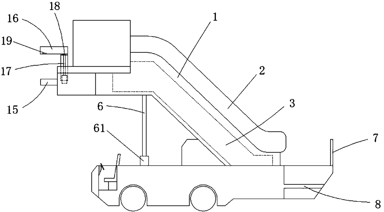 Vehicle-mounted escalator for boarding and working method of vehicle-mounted escalator