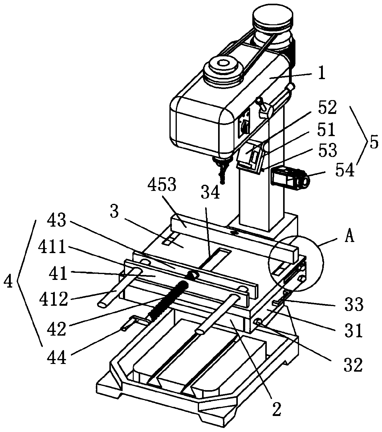 Bench drill for machining with accurate positioning