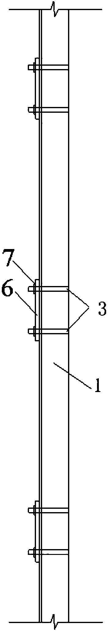 Reinforcing device for power transmission tower angle steel diagonal material