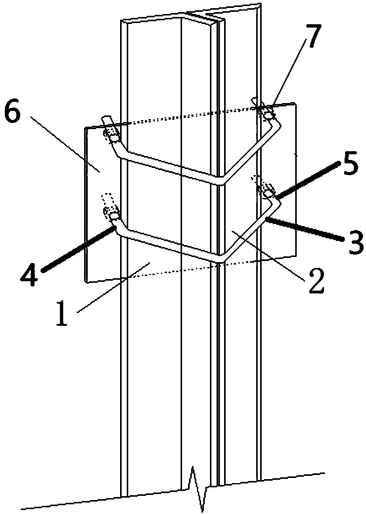 Reinforcing device for power transmission tower angle steel diagonal material