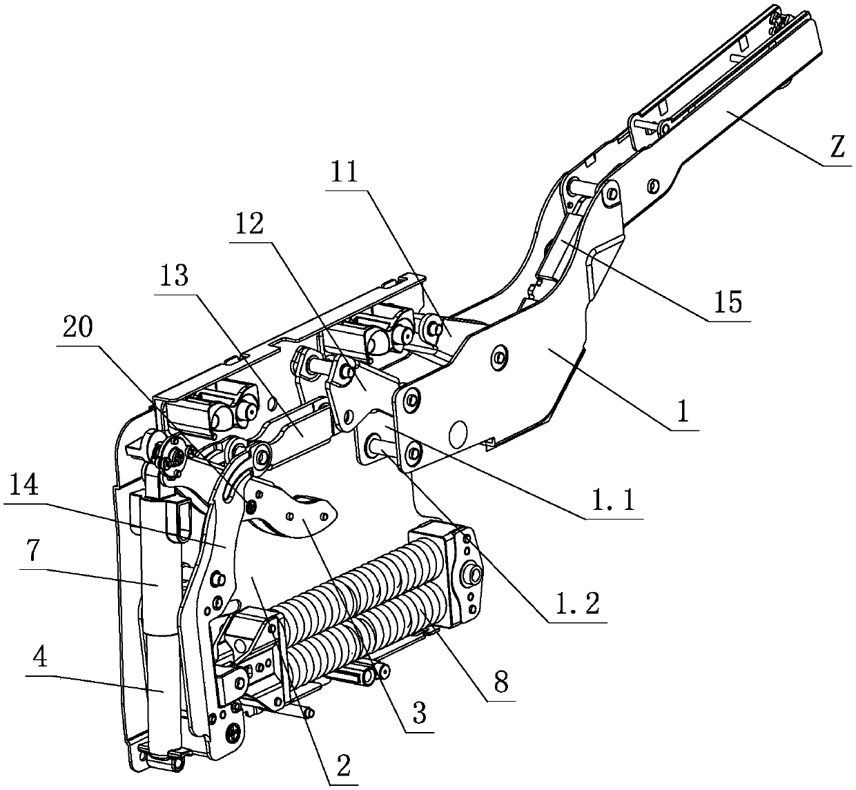 An adjustment mechanism for furniture damping flip opening and closing