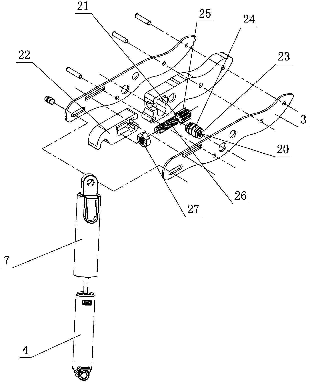 An adjustment mechanism for furniture damping flip opening and closing