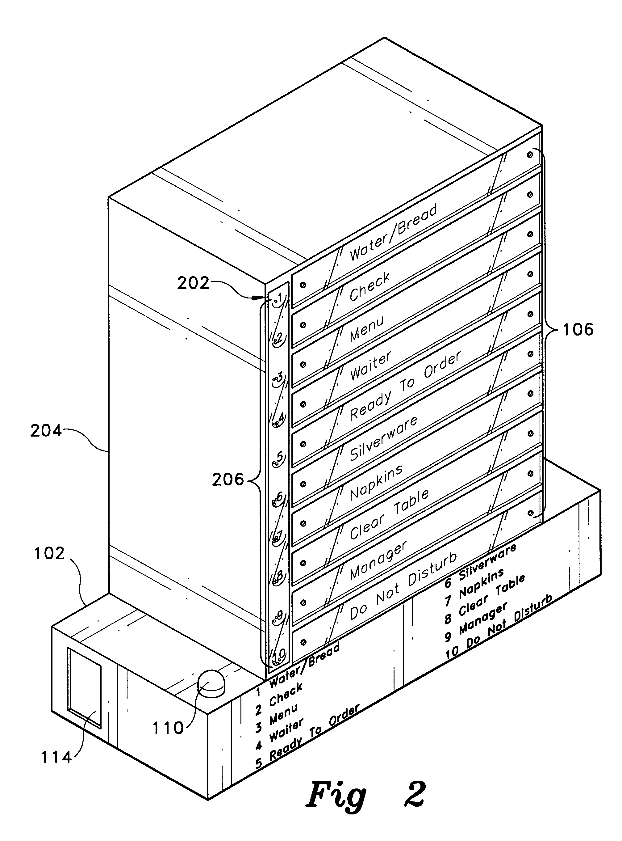 Tabletop signaling device for restaurants