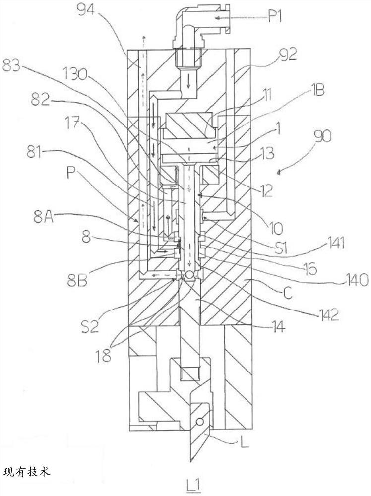 Pneumatic cutting device with oscillating blade for leather cutting machines