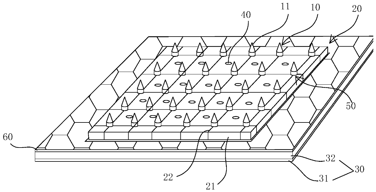 Microacupuncture needle paster for improving skin hyperplastic scars and preparation method of microacupuncture needle paster