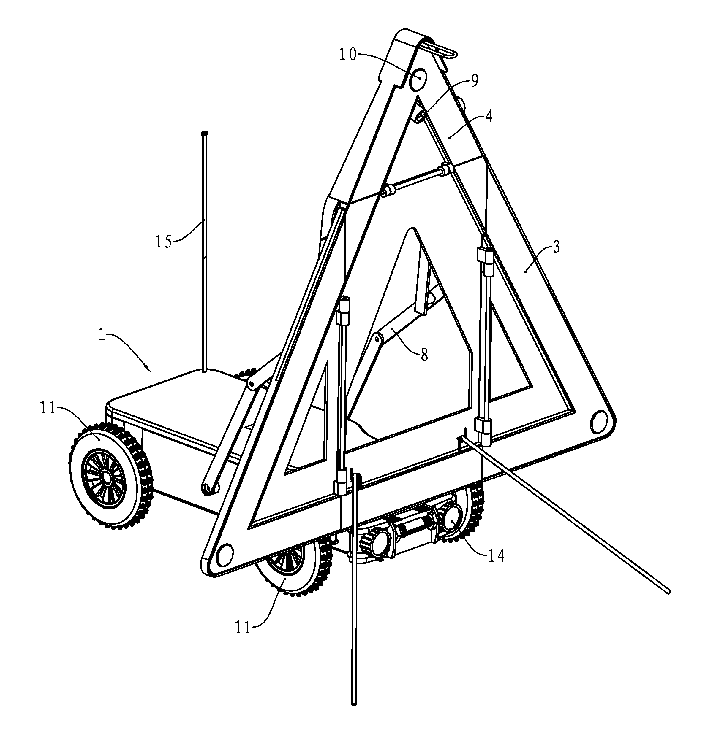 Remote-controlled mobile warning sign