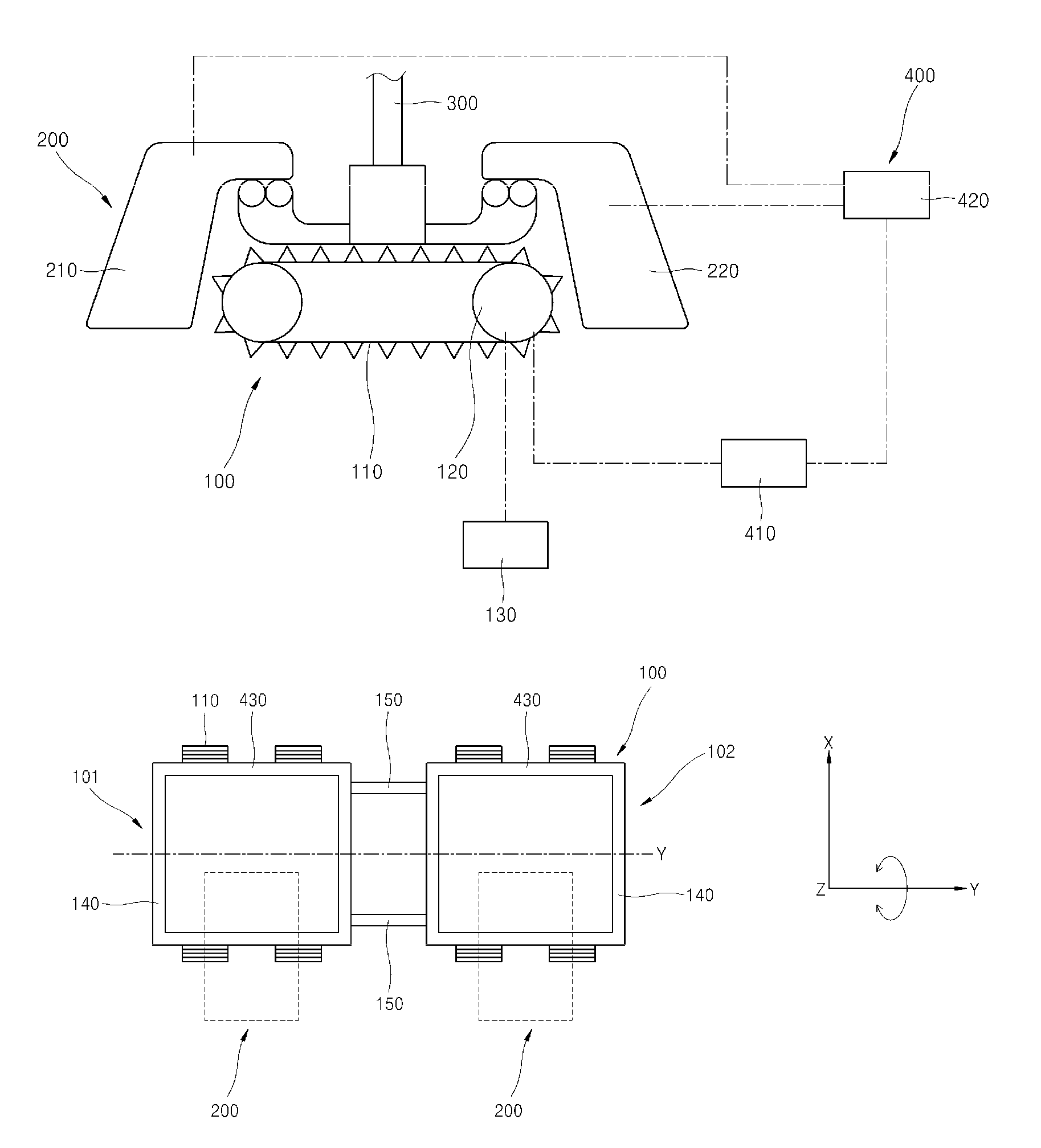 Apparatus for bi-directionally mining manganese nodule