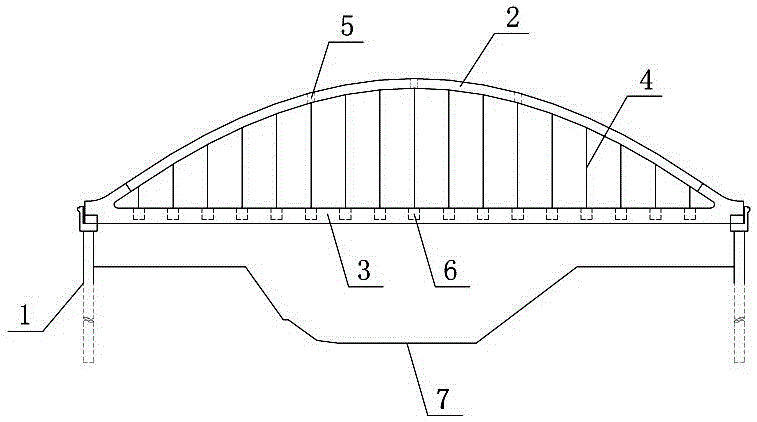 Through tied arch bridge and construction method thereof