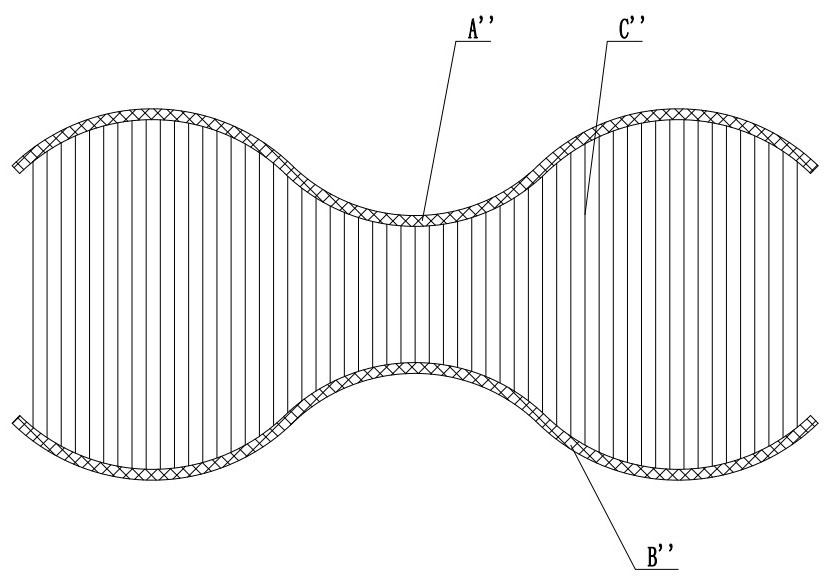 Hollow brushed cloth drawn in weft direction and manufacturing method thereof