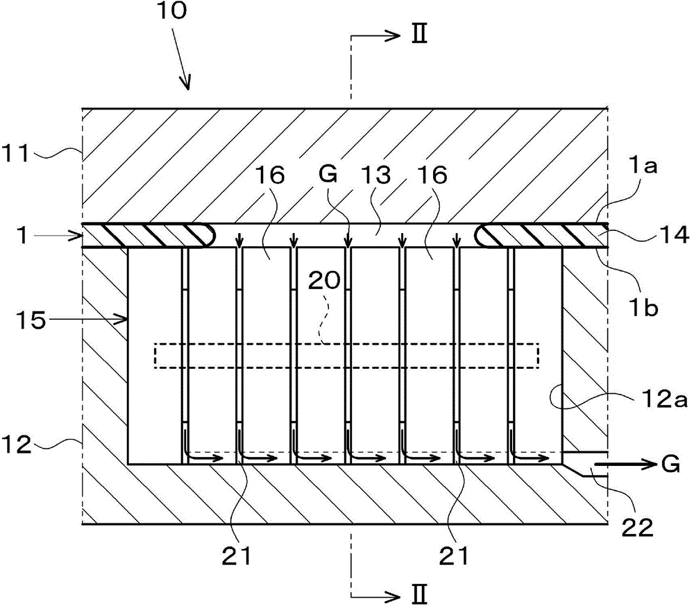 Resin forming device with air-exhaust insert