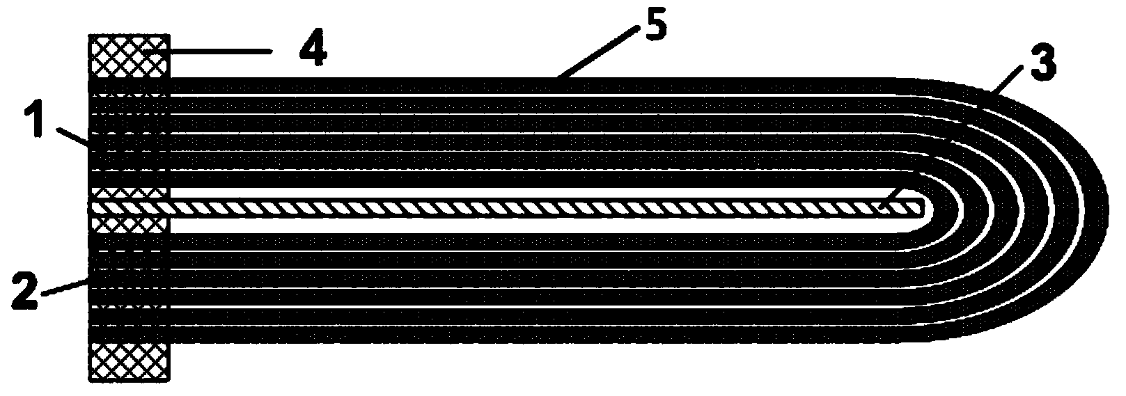 One-sided packaged U-shaped hollow fiber membrane element and component