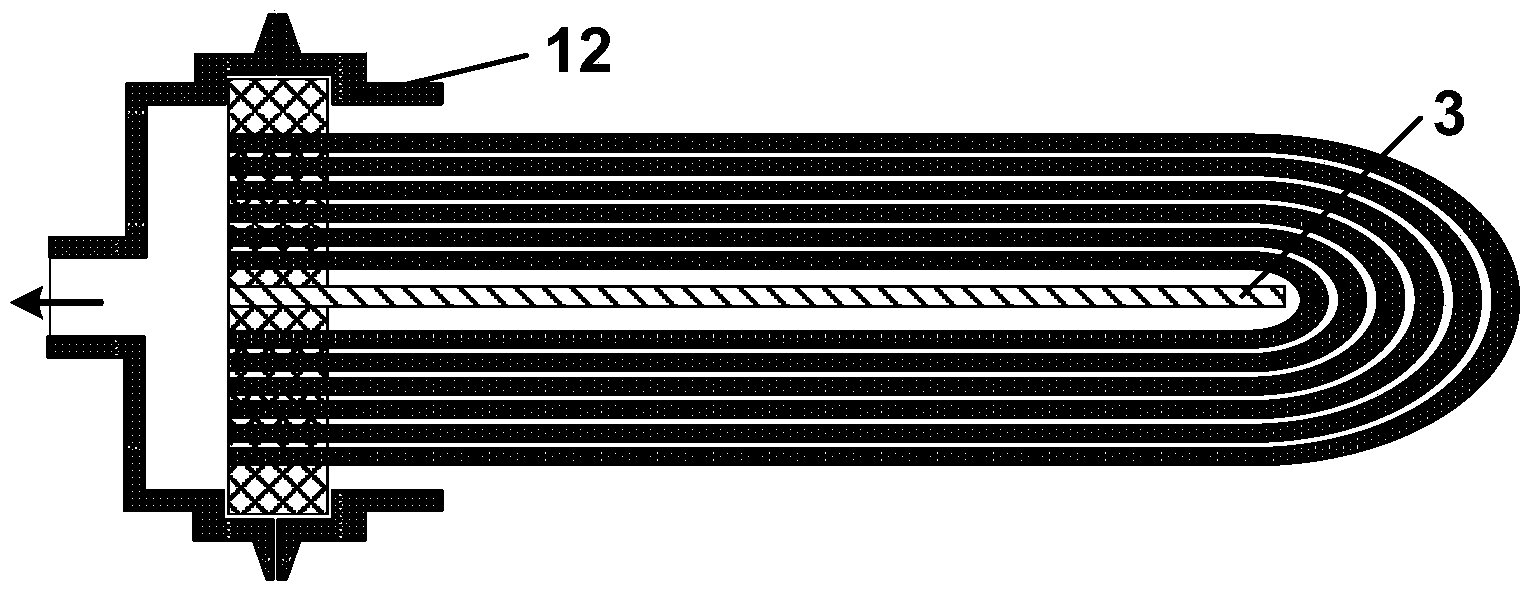 One-sided packaged U-shaped hollow fiber membrane element and component