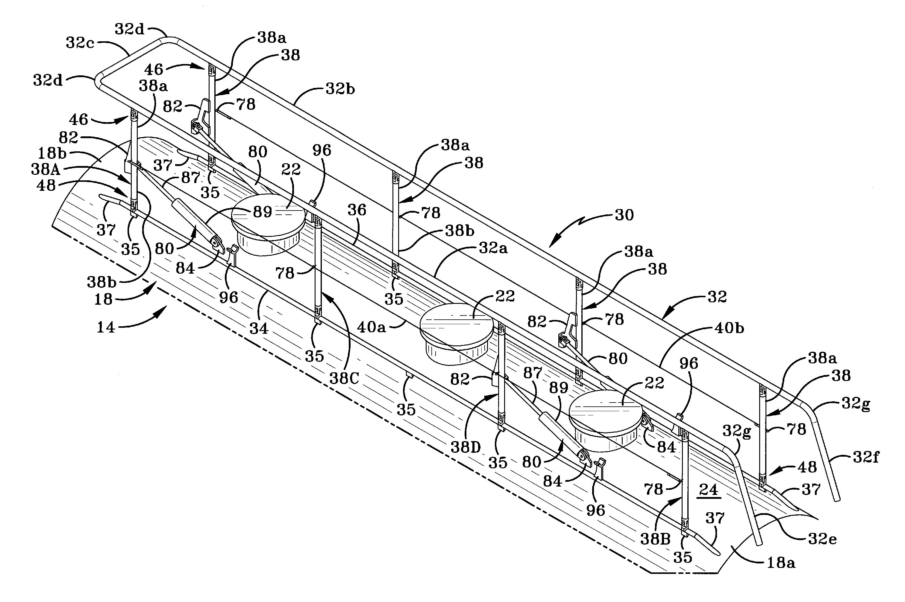 Tank trailer having an air actuated handrail assembly