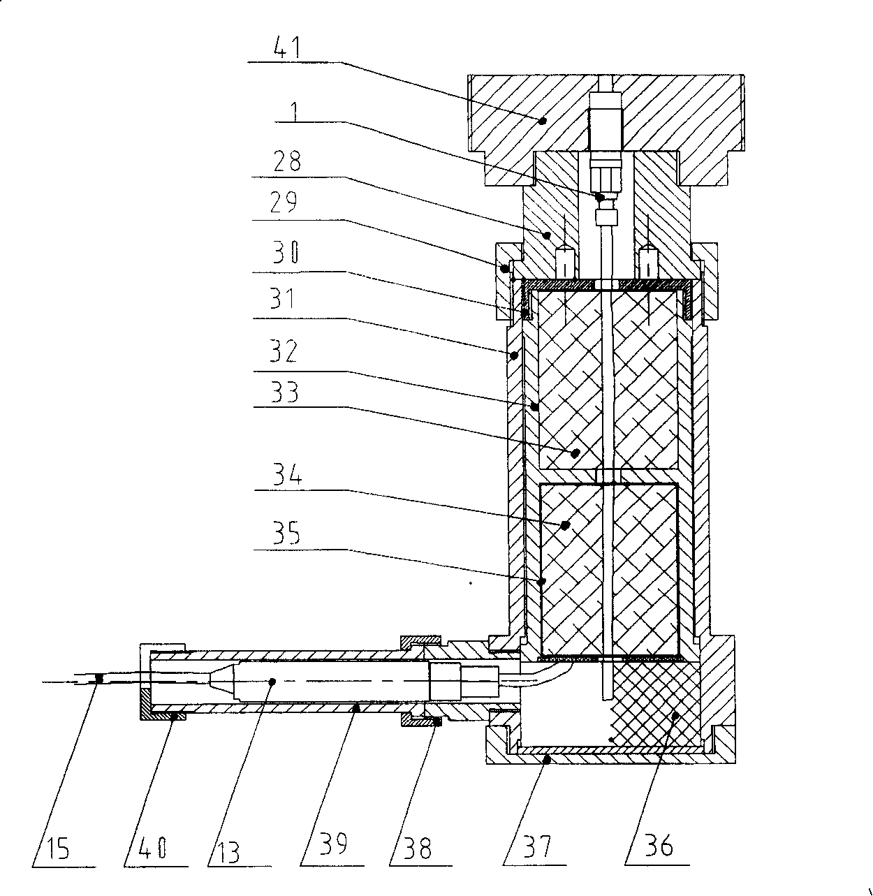 Isolating gun bore pressure testing system and testing method