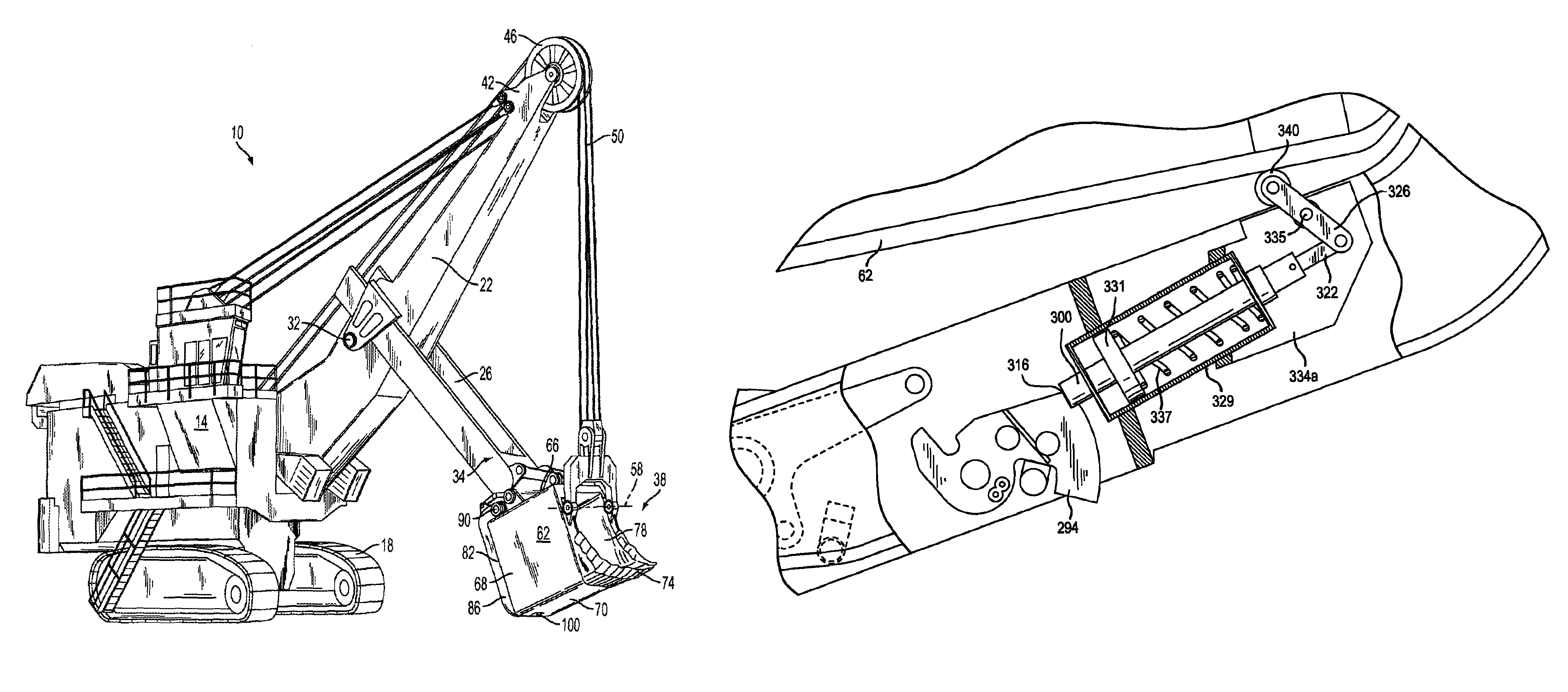 Dipper door latch with locking mechanism