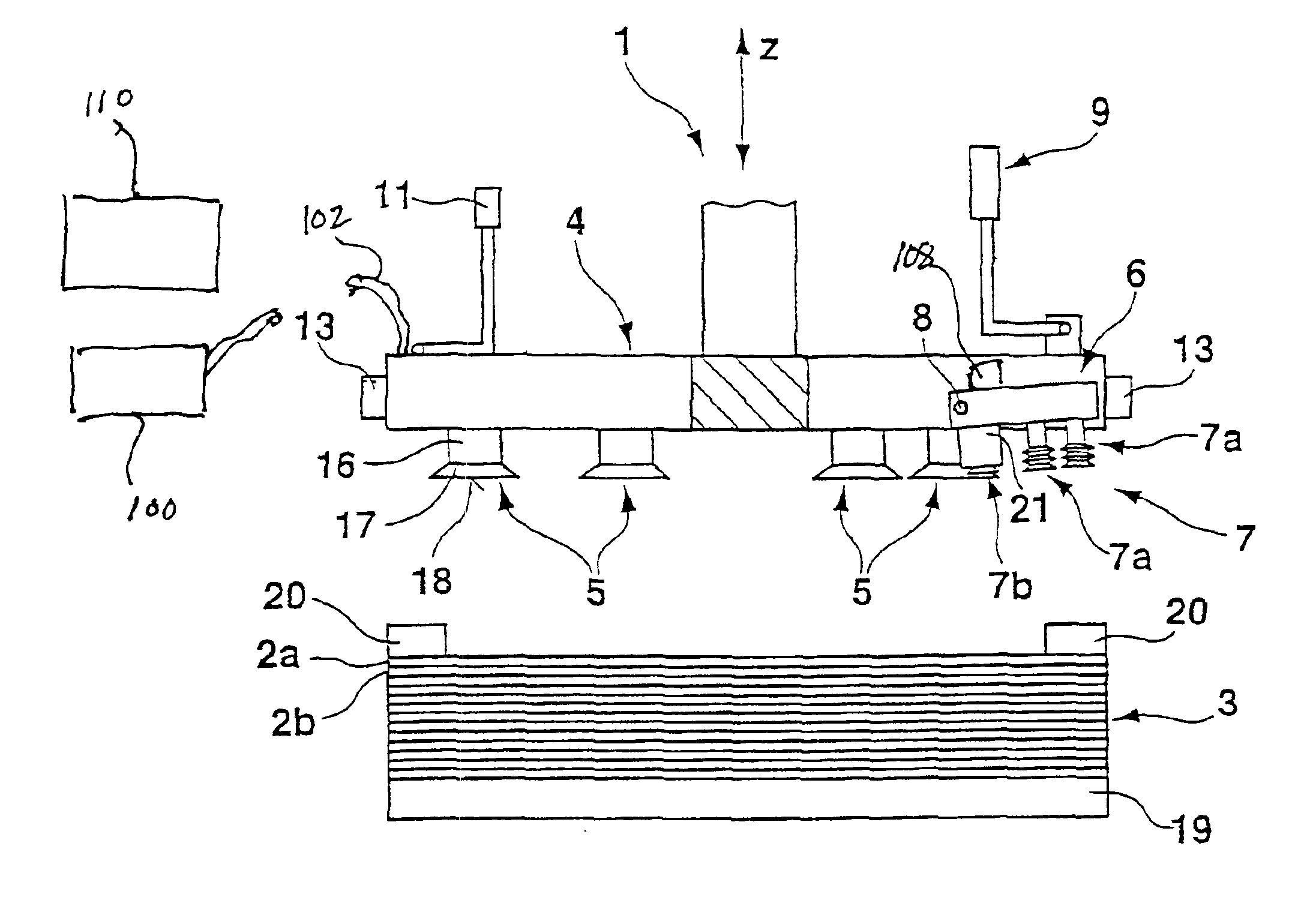 Lifter and separator for stacked flexible flat workpieces