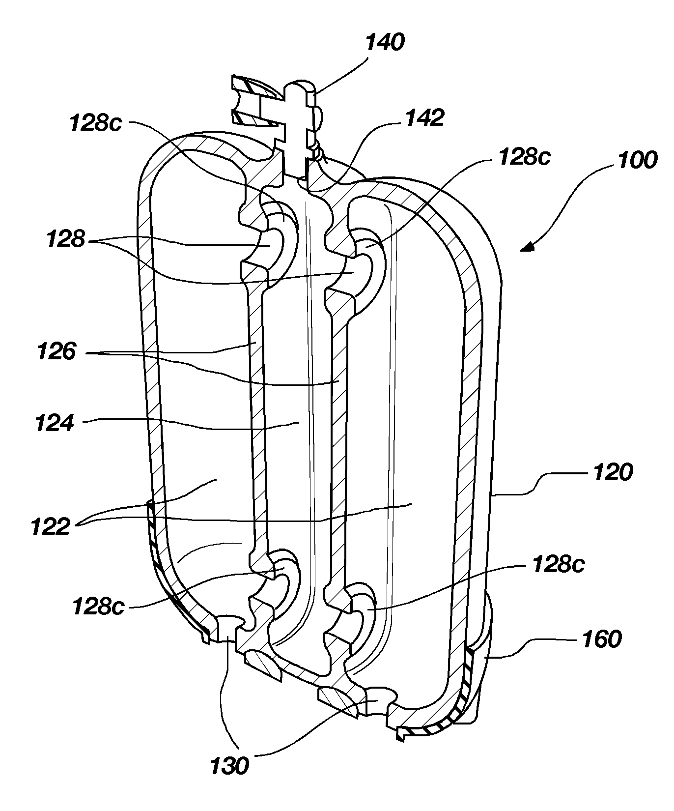 Seamless multi-section pressure vessel