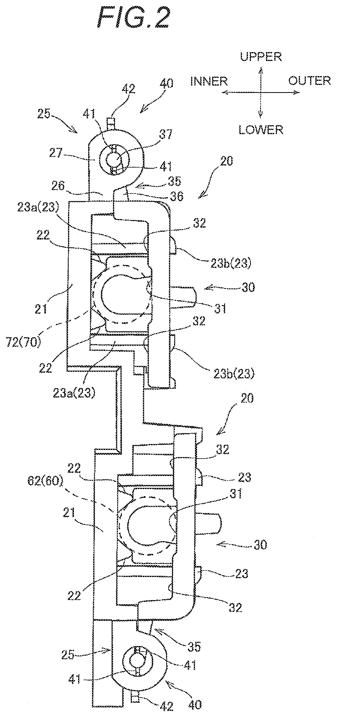 Vehicle handle device and rotation operation clip