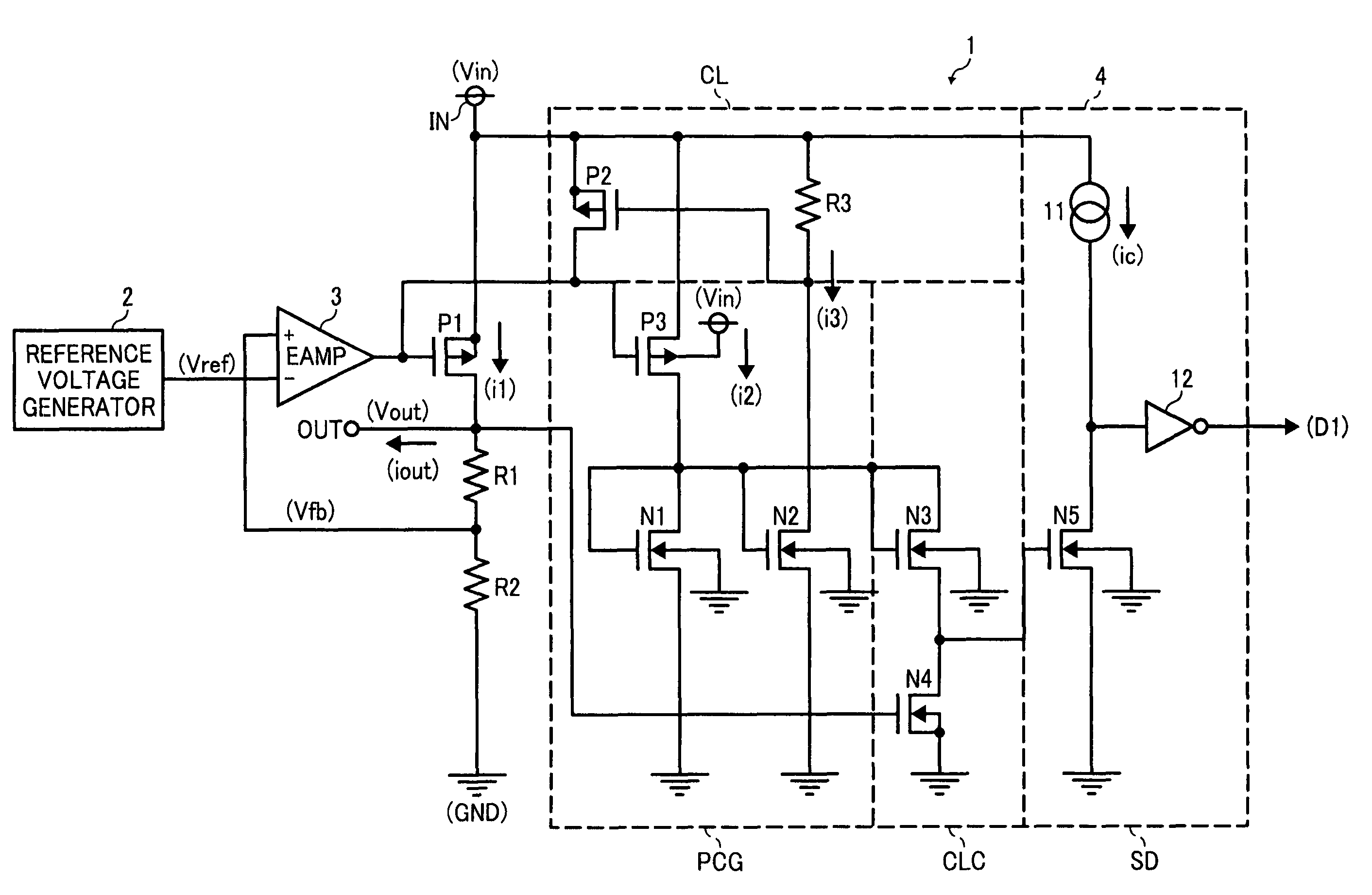 Overcurrent protection circuit and voltage regulator incorporating same