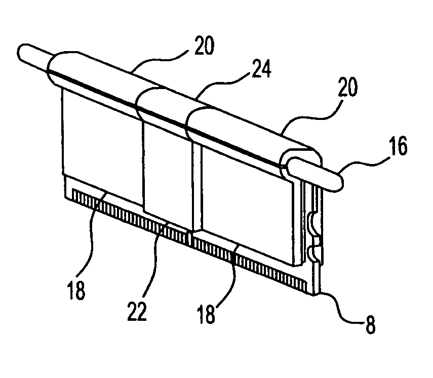 Apparatus and method of direct water cooling several parallel circuit cards each containing several chip packages