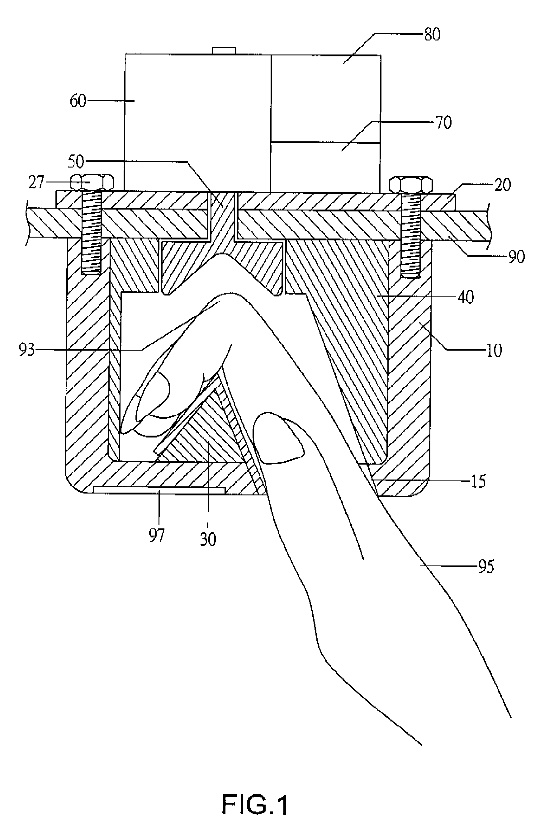 Buckling up phalanges joints type button input device