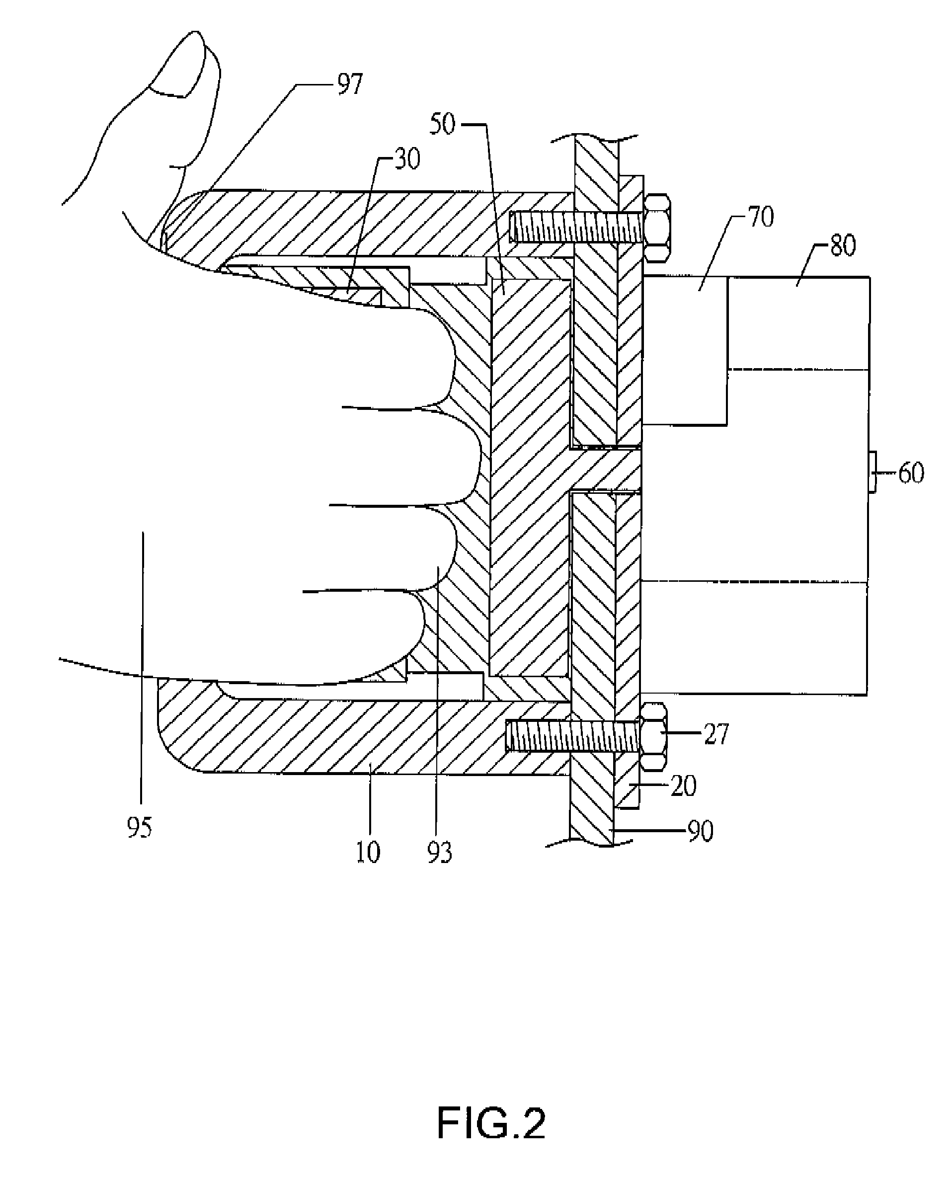 Buckling up phalanges joints type button input device