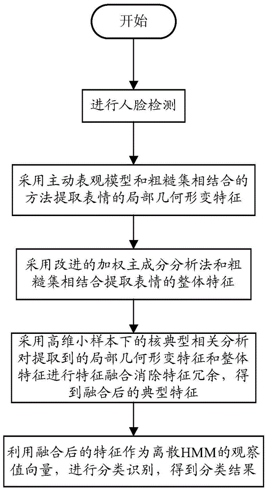 Facial expression recognition method based on rough set and mixed features