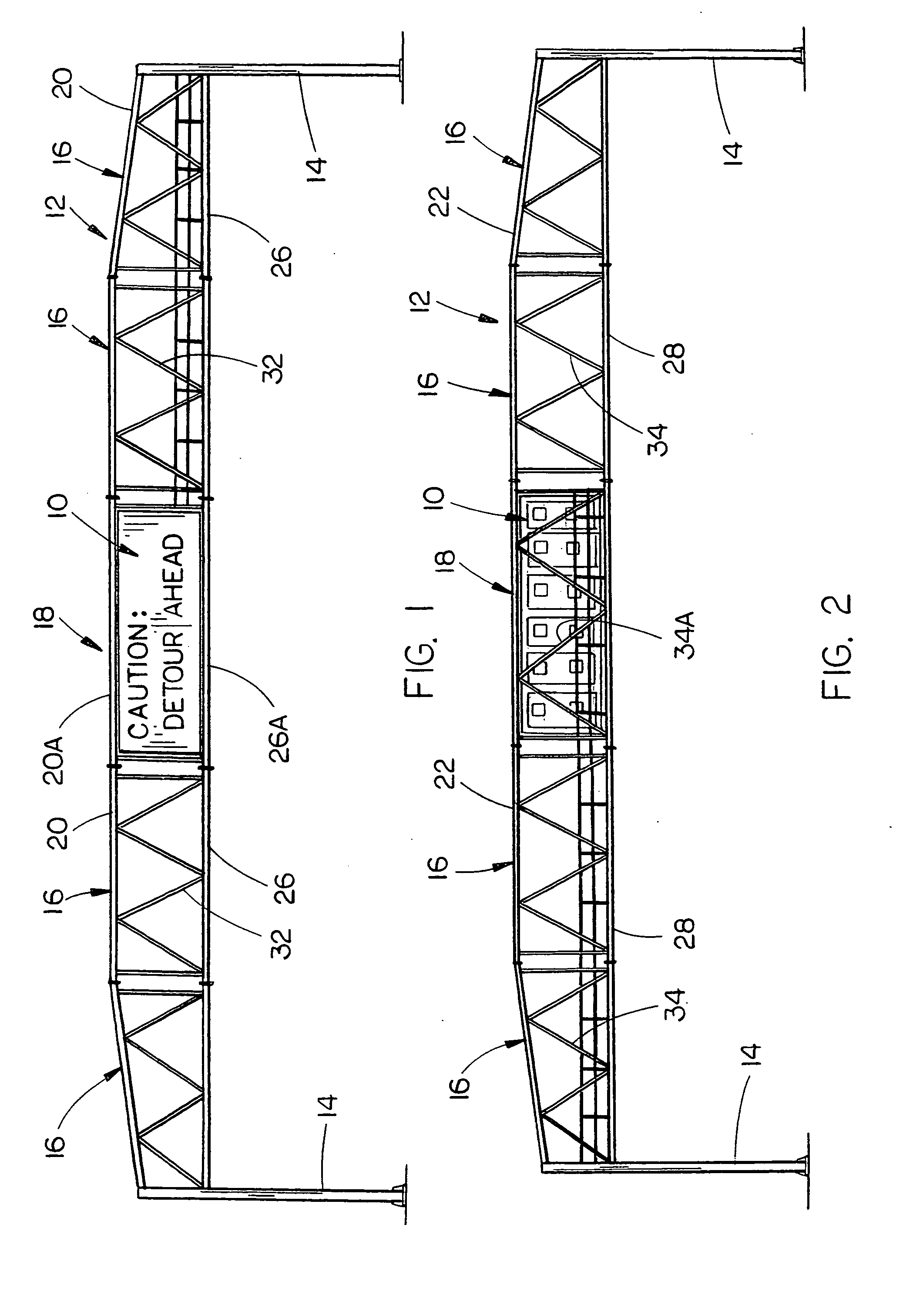 Support truss for a messaging sign