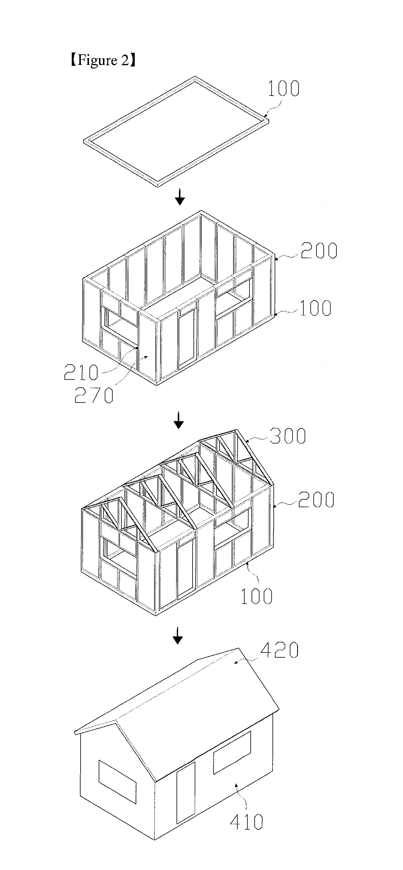 Building that uses composite light-weight panels for structure and a construction method therefor