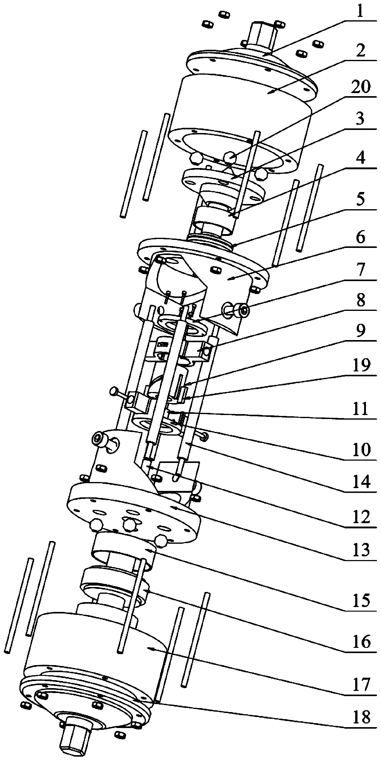 Universal joint type dimensional decoupling two-dimensional wireless passive sensor