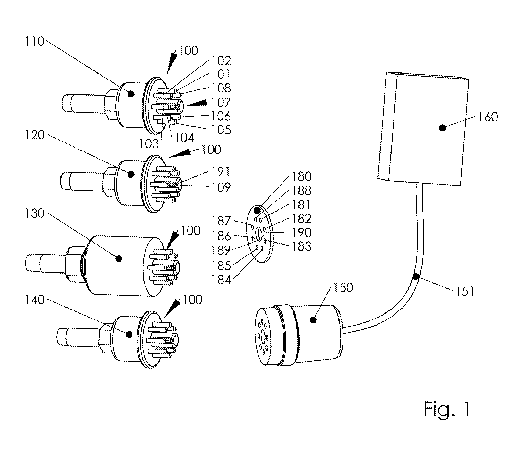 Vacuum measuring device with interchangeable sensors